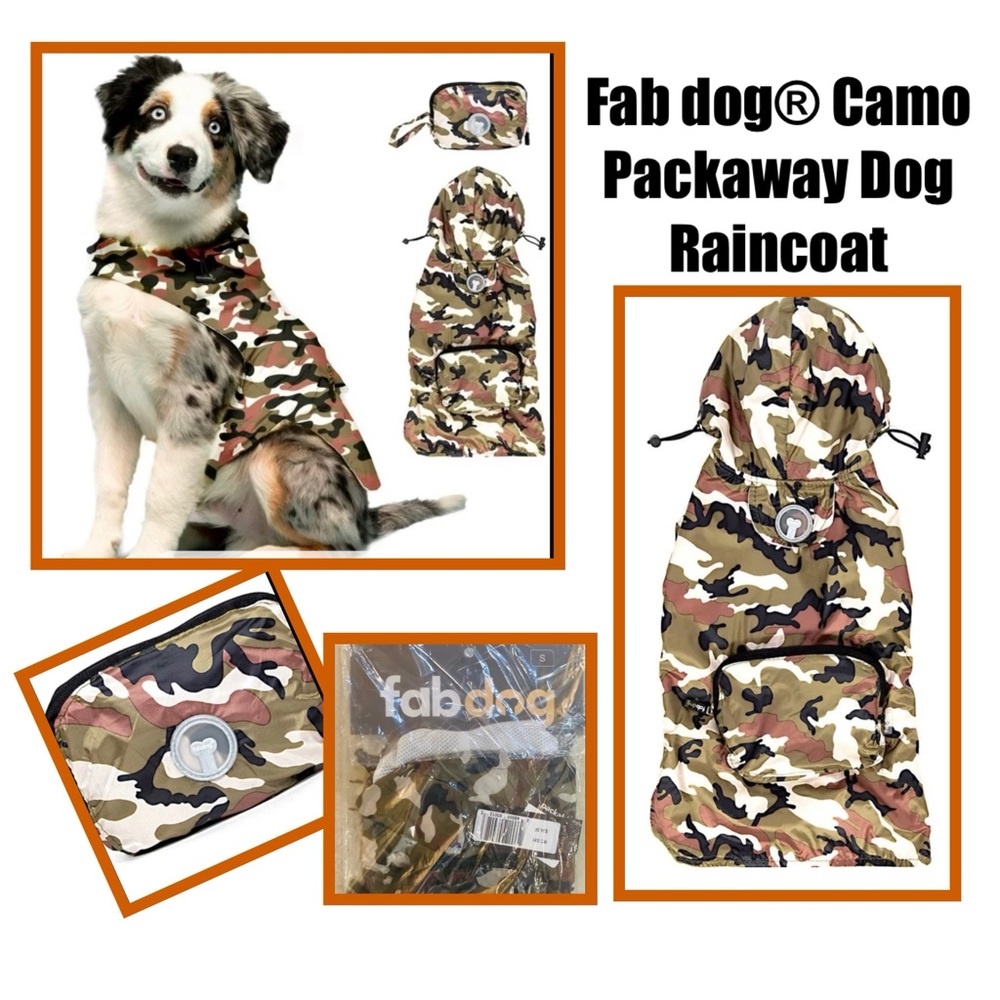 Fab dog® Camo Packaway Dog Raincoat